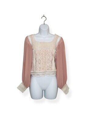 Vintage Heirlooms by Susan Lane Elegant Pink Lace Long Sleeve Romantic Top